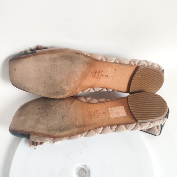 Anthropologie All Black Size 9 Patent Leather Ballet Flats Quilted Neutral Bow - Picture 12 of 13